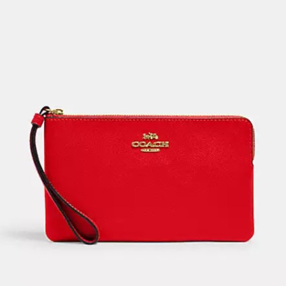 NWT COACH LARGER CORNER ZIP WRISTLET (IM/RED APPLE) - Picture 1 of 15